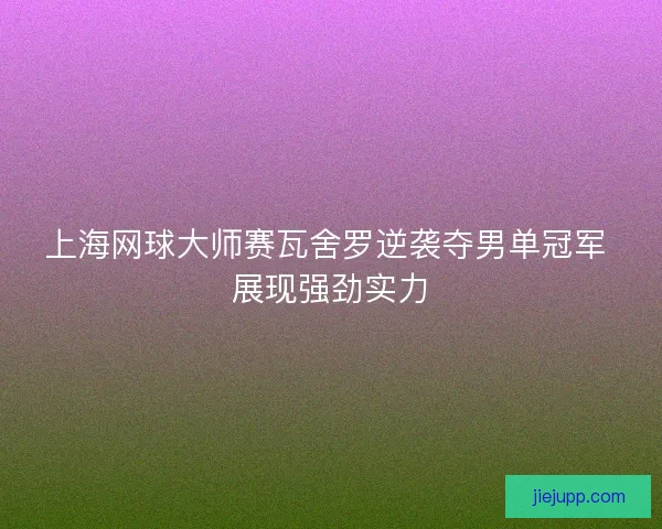 上海网球大师赛瓦舍罗逆袭夺男单冠军 展现强劲实力 上海网球大师赛瓦舍罗逆袭夺男单冠军 展现强劲实力